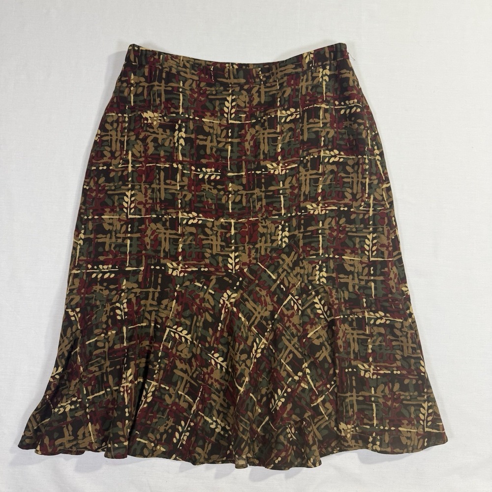 Y2K Ann Taylor Loft Petites Multicolor Print Knee Length Skirt Zipper Sz 2P